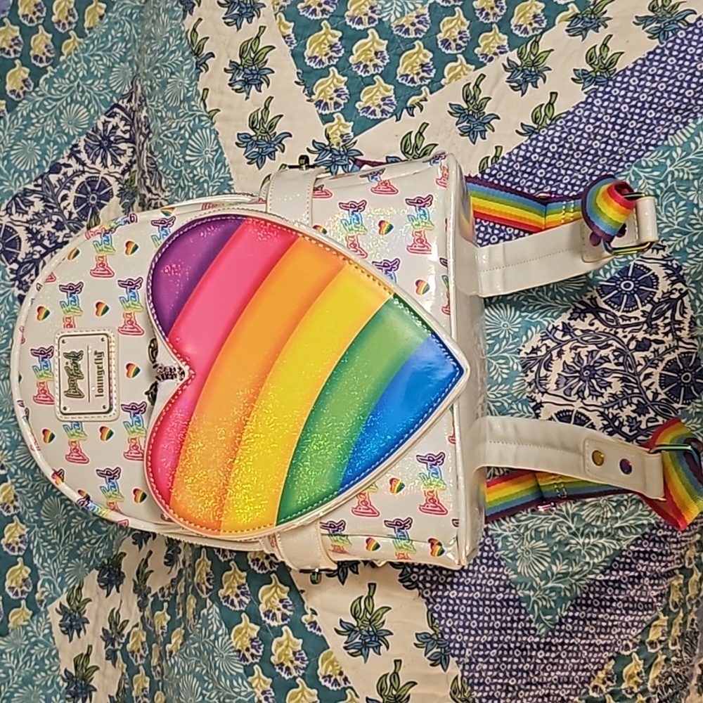 Loungefly Lisa Frank Rainbow Heart Mini Backpack with Waist Bag